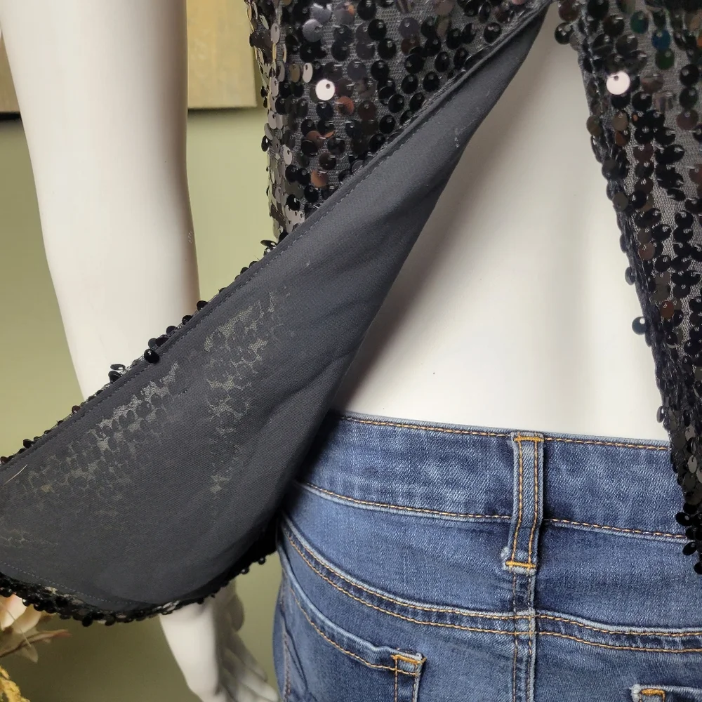 NWOT Express Black Sequin Tank Top - Picture 9 of 12